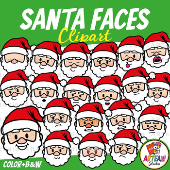 Santa Claus Faces Clipart | Facial Expressions-Christmas Clipart ...