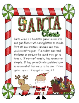 Santa Claus - Letter Naming or Sounds game by Little Learners | TPT