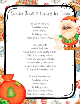 Santa Claus is Coming to Town with Song Printable and Flip Chart