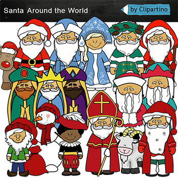 Preview of Santas Around The World Clip Art commercial use