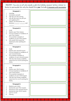 Preview of Santa Letter Persuasive Writing Template (Printable + Digital Versions)