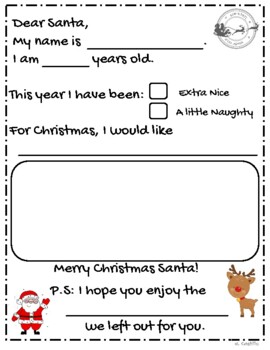 Santa Letter Writing Template by Kindie Block | TPT
