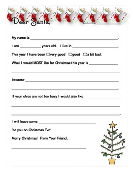 Santa Letter with Christmas Tree by Pam C | TPT