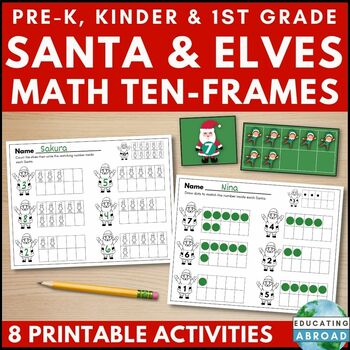 Christmas Math Activities Printable Worksheets | Holiday Ten Frames ...