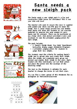 Preview of Santa Needs a New Sleigh Christmas Fun STEM Christmas lesson