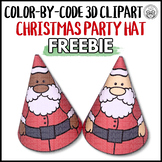 Santa Party Hat FREEBIE 3D Color by Code Clipart