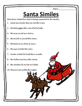 christmas poem similes santa nicholas night before st similies twas activities visit grammar english poetry grade teacherspayteachers