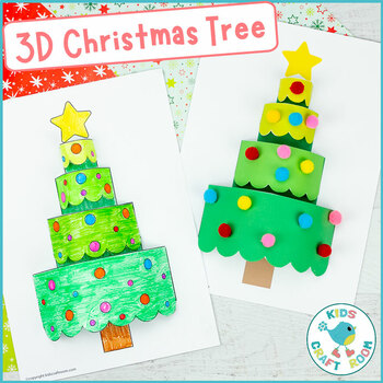 3D Christmas Tree Craft - Christmas Craft by Kids Craft Room | TPT