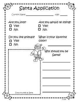 Santa and Mrs. Claus Applications by Kinder Critter Creations | TpT