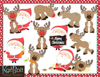 Preview of Santa and his Reindeer Clip Art