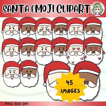 Preview of Santa emotions Clipart, World Emoji Day, Emotions Feelings Faces Clipart.