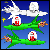 Santa in Space | Santa Rocket Ship | Snowman | Christmas Clip Art