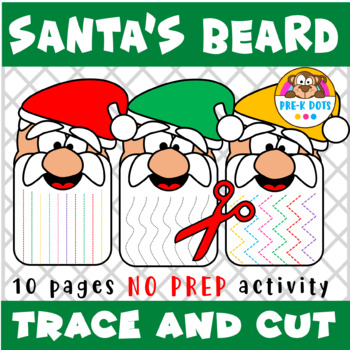 Preview of Santa's Beard Trace and Cut Christmas Activity Preschool and Kinder