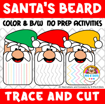 Preview of Santa's Beard Trace and Cut Christmas Activity Preschool and Kinder (NO PREP)