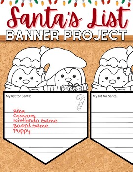 Preview of Santa's Christmas List Banner Project, Pennant Banner Class Project