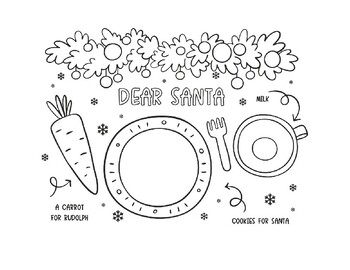 Preview of Santa's Cookies & Milk Placemat Coloring Sheet