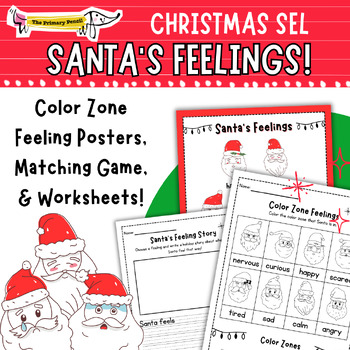Preview of Santa's Feelings! Social Emotional Learning Activities | December Color Emotions