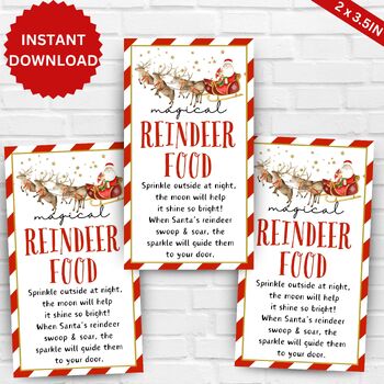 Santa's Magical Reindeer Food Printable Instructions Tag,Editable Magic ...