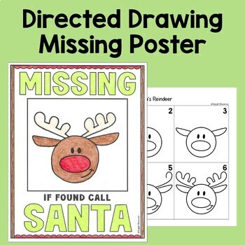 Santa's Missing Reindeer Directed Drawing Poster | Christmas Fun