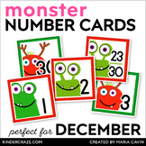 December Santa Monster Calendar Numbers - Number Cards for