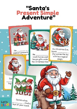 Preview of Santa's Present Simple Adventure: Fill in the Blanks with the Jolly Old Elf!