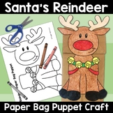 Santa's Reindeer Christmas Paper Bag Puppet Craft Activity
