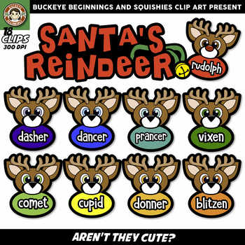 Preview of Santa's Reindeer Clip Art {Squishies Clipart}