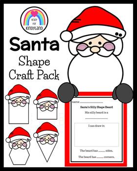 Preview of Santa Shape Craft with Kindergarten Christmas Math Activity