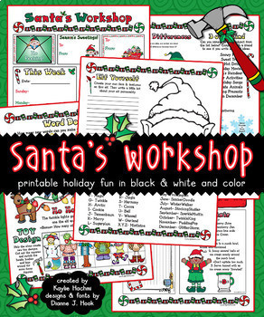 Preview of Santa's Workshop - 5 printable holiday activities for kids and Christmas fun