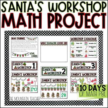 Preview of Santas Workshop Christmas Math Project and Activities | Project Based Learning