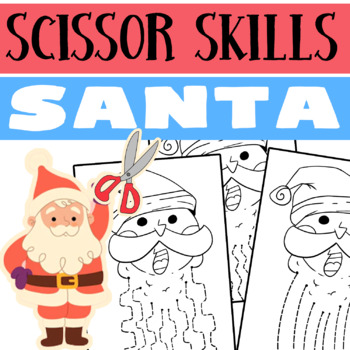 Christmas Scissor Skills - Santa's Beard Cutting Worksheets - Fine