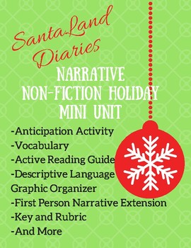 Preview of SantaLand Diaries Non-Fiction Narrative Unit Sedaris Holiday Christmas Humor