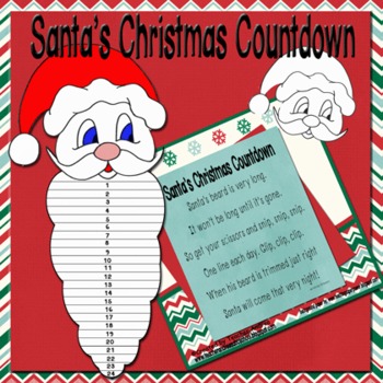 Preview of Santas Beard Christmas Countdown: Number Recognition, Cutting, and Patterning!