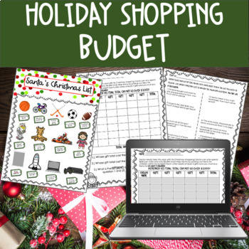 Preview of Christmas Math Shopping Budget and Multi Step Word Problems and Digital Learning
