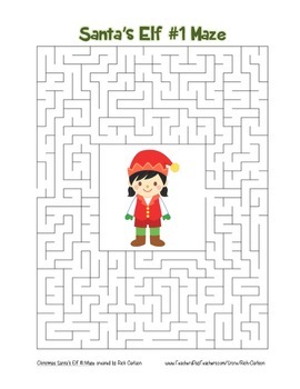“Santa’s Elf 1” Maze! Holiday FUN! (Color and Black Line) | TPT