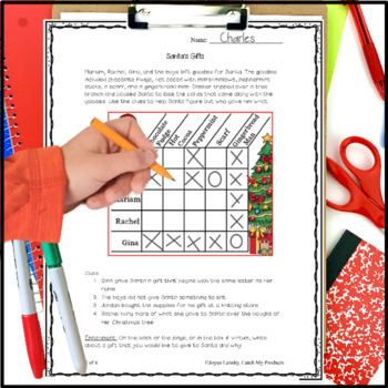 Christmas Logic Puzzle for 3rd Grade Distance Learning or Printable