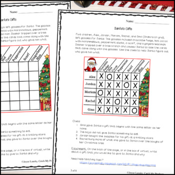 christmas logic puzzle for 3rd grade distance learning or