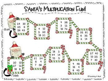Santa's Christmas Multiplication Fun by Teaching 4 Real | TpT