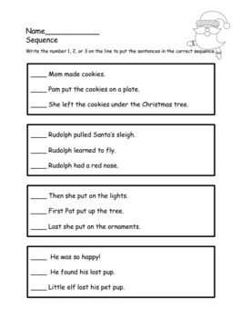 Santa’s Story Sequencing Christmas themed worksheets and literacy center