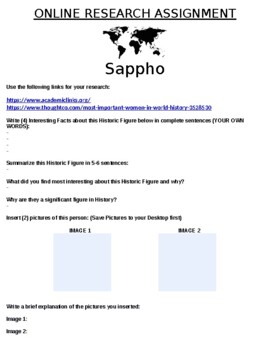 Preview of Sappho "Mini Research" Online Assignment