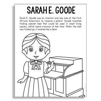 Sarah E Goode Inventor Biography Coloring Page Craft African