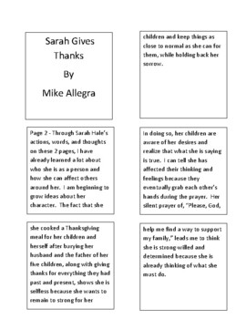 Preview of Sarah Gives Thanks Read Aloud with Accountable Talk