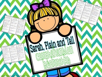 Preview of Sarah Plain and Tall Comprehension Bookmarks