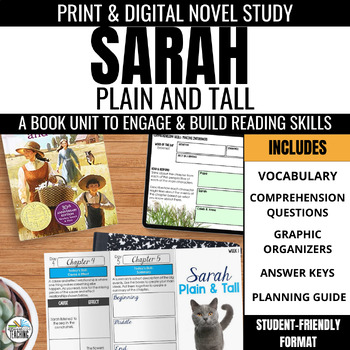 Preview of Sarah Plain & Tall Novel Study Activities Book Unit w Comprehension & Vocabulary