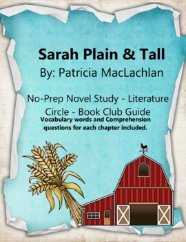 Preview of Sarah Plain and Tall Novel Study with Vocabulary and Comprehension Questions