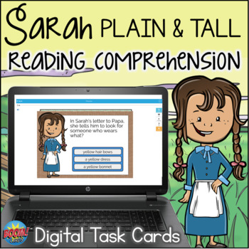 Preview of Sarah Plain and Tall Reading Comprehension BOOM CARDS Distance Learning