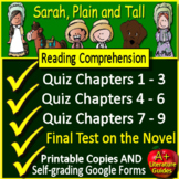 Sarah, Plain and Tall Chapter Quizzes and Test Printable C