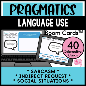 Preview of Sarcasm and Indirect Requests Social Skills and Speech Therapy Boom Cards™