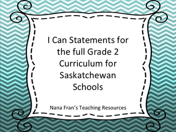 Preview of Saskatchewan Grade 2 Curriculum I Can Statements