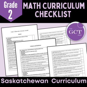 Preview of Saskatchewan Grade 2 Math Curriculum Checklist 